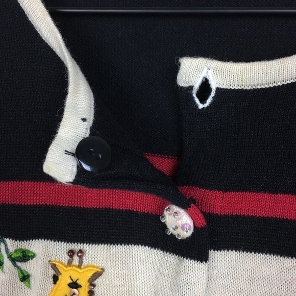 VINTAGE Cardigan Sweater Jack B Quick Animals Beaded Jungle Theme Size Medium - Picture 4 of 15